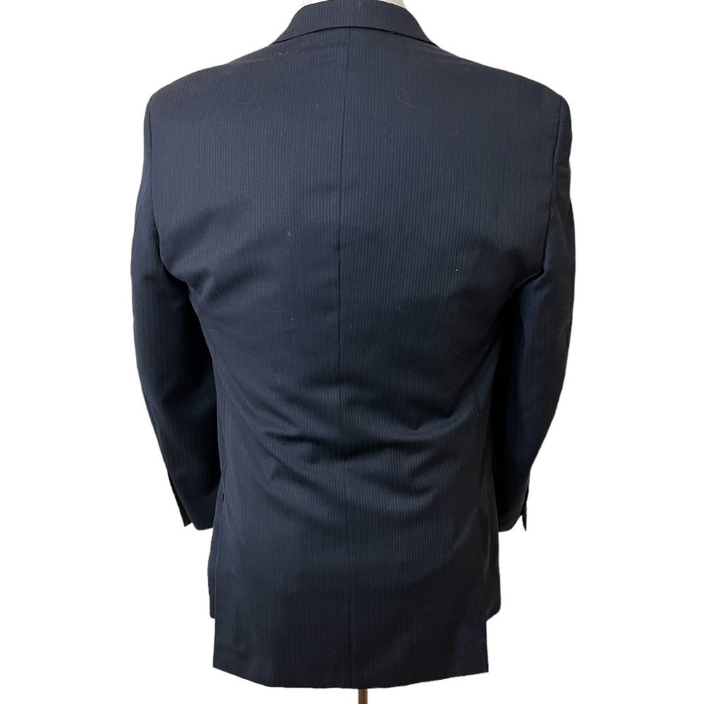 LINEA UOMO MENS DRESS BLAZER 100% WOOL SIZE 42R PINSTRIPE NAVY BLUE AM☑️ - Picture 7 of 11
